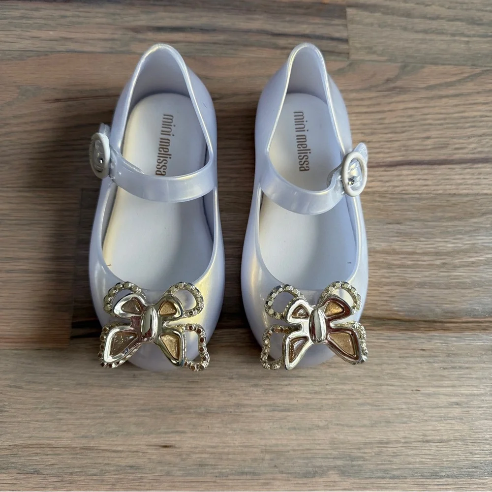 Mini Melissa Pearl White Iridescent Butterfly Jelly Shoes